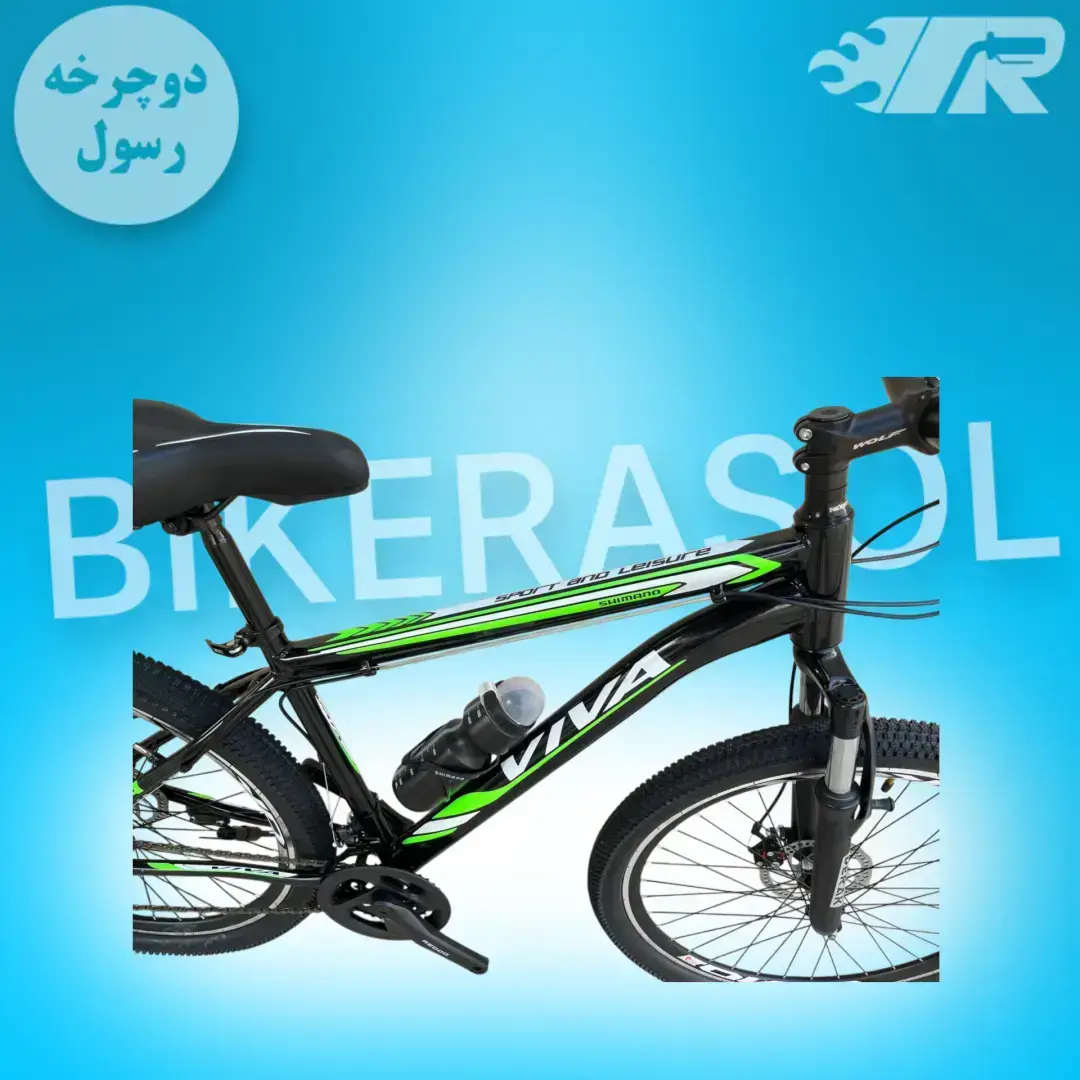 دوچرخه کوهستانی سایز 26 کمک جلو دیسکی مشکی سبز - تصویر 2
