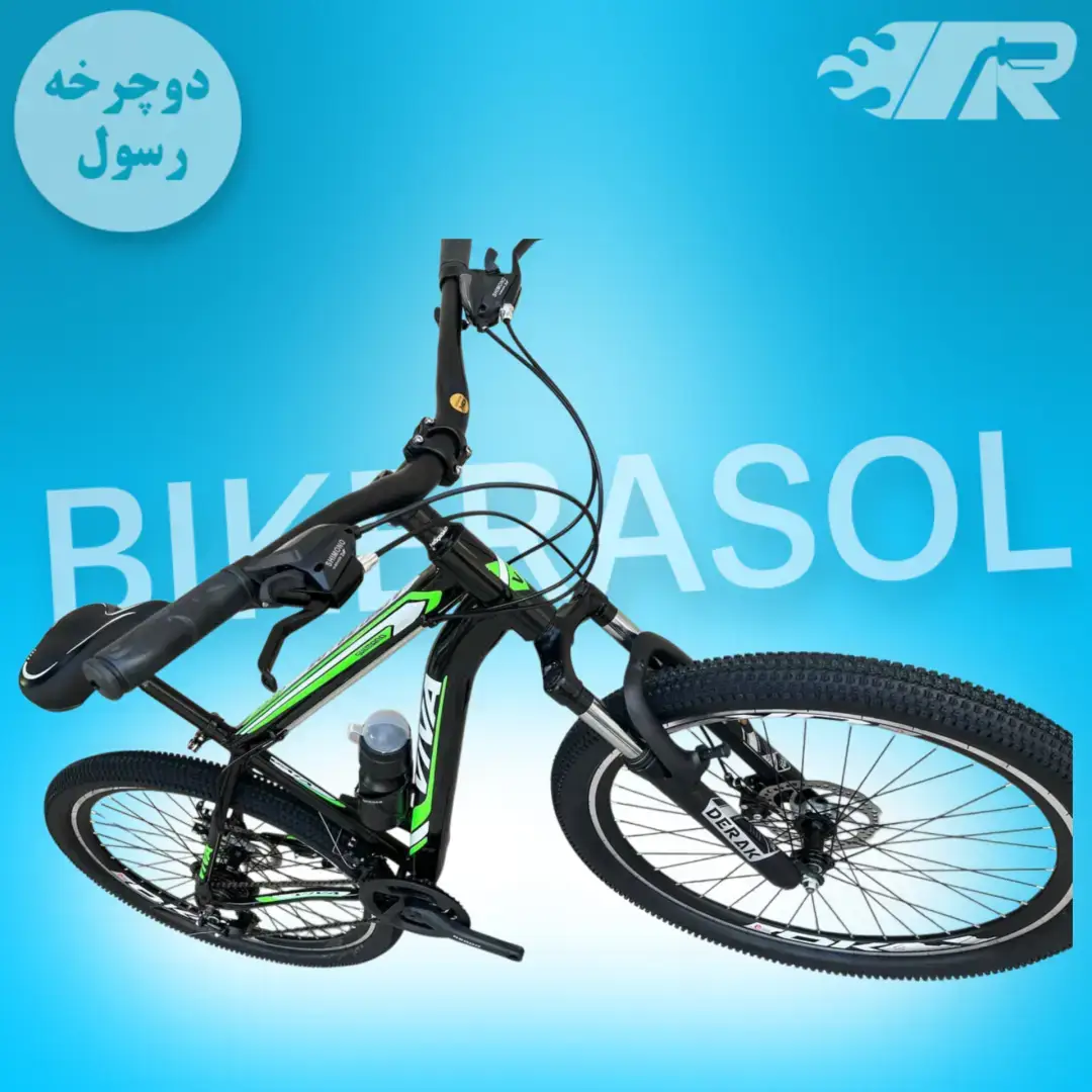 دوچرخه کوهستانی سایز 26 کمک جلو دیسکی مشکی سبز - تصویر 3