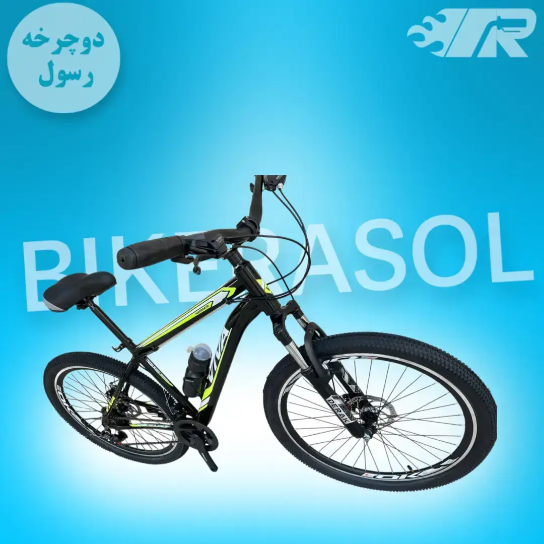 دوچرخه کوهستانی سایز ۲۶کمک جلو دیسکی مشکی سبز فسفری - تصویر 2